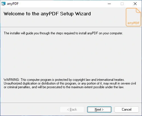 Screenshot of anyPDF
