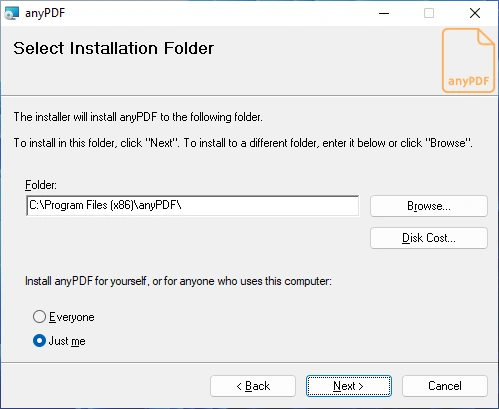 Screenshot of anyPDF